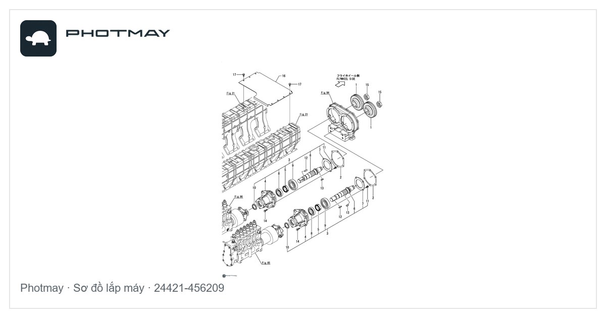 Sơ đồ — Phớt chắn dầu trụ đầu ra máy Yanmar