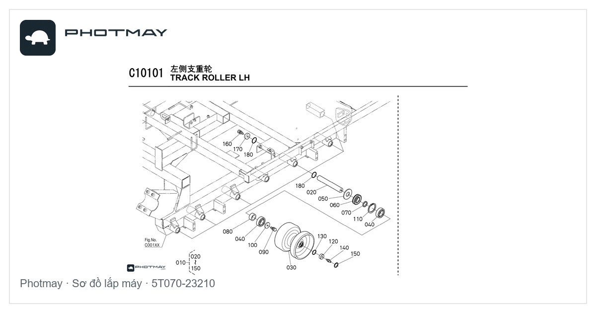 Sơ đồ — Phớt bánh đè máy gặt đập DC70